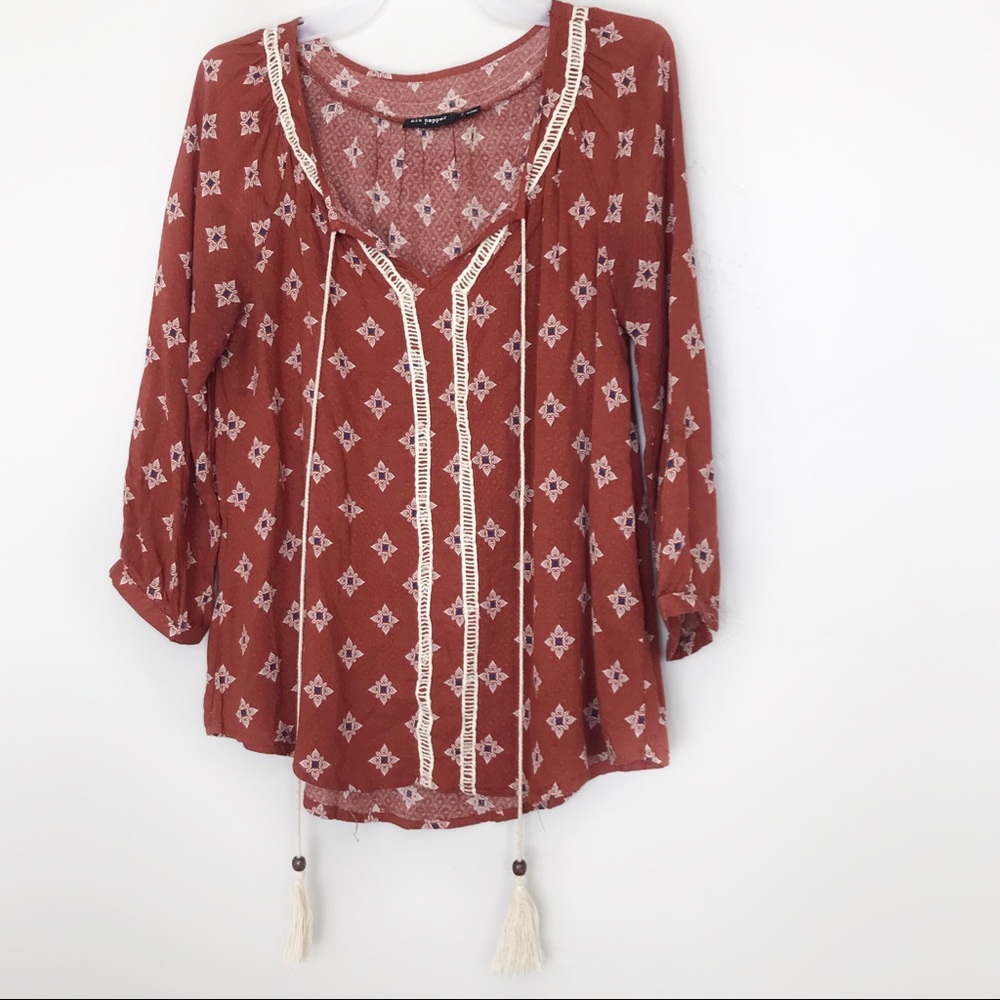 Blu Pepper Boho Peasant Blouse
